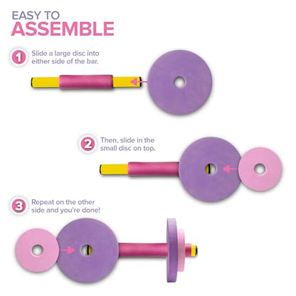 Modern Innovations Kids Weight Set (2 Pack) Toy Dumbbells, Baby Dumbbell Workout Weights, Fun Fitness and Exercise Equipment for Toddlers (Pink & Purple) - color: Pink/Purple, style: Dumbbells
