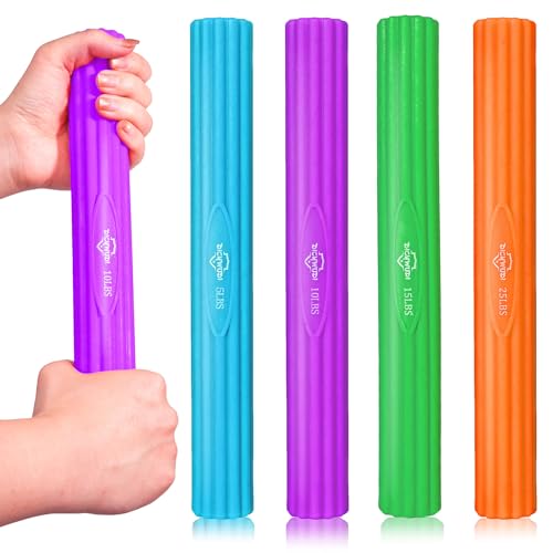Flex Therapy Bar and Grip Strength Trainers set, Physical Therapy & Resistance Bar for Golfers Elbow, Tendinitis, Wrist,Forearms Pain, Improve Grip Strength and Relieve Pain - color: Blue/Purple/Green/Orange