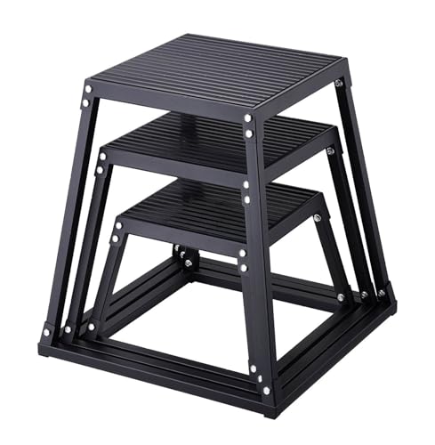 Plyometric Jump Boxes 12/18/24 Inch Set, Plyo Box for Fitness, Agility Training, Step Up Platform - Home Gym Conditioning, Strength Workouts - Black