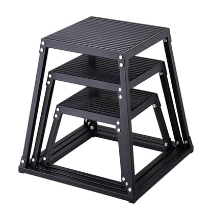 Plyometric Jump Boxes 12/18/24 Inch Set, Plyo Box for Fitness, Agility Training, Step Up Platform - Home Gym Conditioning, Strength Workouts - Black
