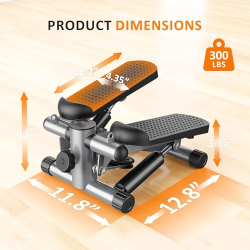 Stair Stepper with Resistance Bands for Home Exercise, Mini Stepper Machine for Indoor Fitness, Portable Home Gym Stepper for Full Body Workout, 300LBS Capacity - style: Grey