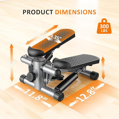 Stair Stepper with Resistance Bands for Home Exercise, Mini Stepper Machine for Indoor Fitness, Portable Home Gym Stepper for Full Body Workout, 300LBS Capacity - style: Grey
