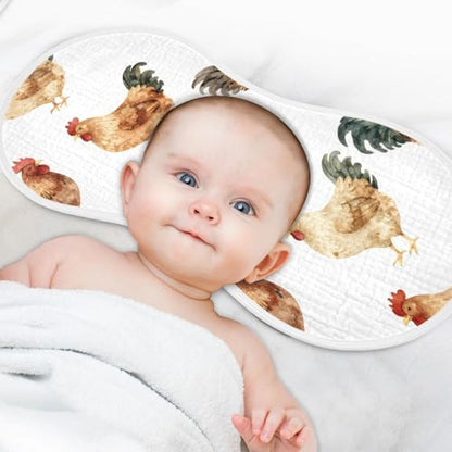 Hen and Rooster Muslin Burp Cloths 1 Pack - Extra Large 22"x11", 4-Layer Soft Absorbent Cotton, Waterproof Backing, Baby Drool Rags for Newborn