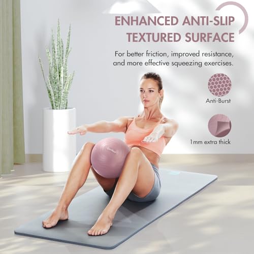 Pilates Ball 9 Inch Core Ball, Small Exercise Ball Between Knees for Physical Therapy, Small Yoga for Pilates, Yoga and Core Training, Fitness for Workout at Home Gym and Office