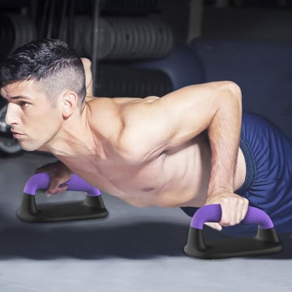 Push Up Bars, Ergonomic Pushup Handles for Home Gym Training - color: A: Blue Purple