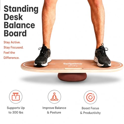 Standing Desk Balance Board - Lightweight & Portable 28"x13" Wobble Board for Active Standing, Improving Balance & Core Strength at Office or Home