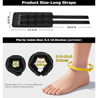 Ankle Weights for Women, Men and Kids - 1/2/3/4/6/8/10/12/15/20 LBS 1 Pair Strength Training Wrist/Leg/Arm Weight with Adjustable Strap for Jogging, Gymnastics, Aerobics, Home Fitness, Physical Therapy - style: 20Lbs Pair (10lb x 2) - Black