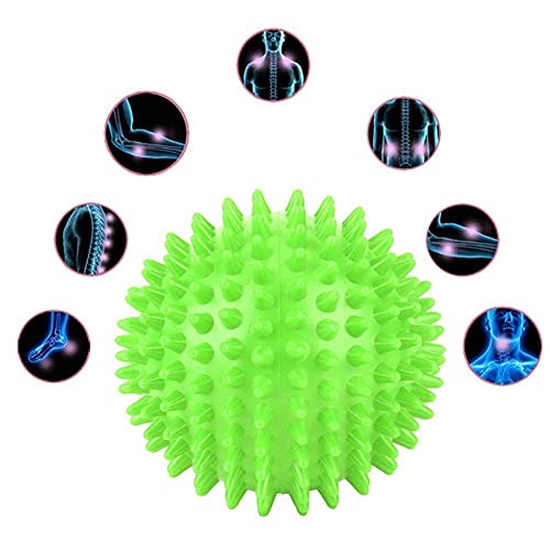 Spiky Massage Ball Muscle Roller for Body Fitness Recovery Therapy Trigger Point Relief with 9cm Green Plastic Massage Tool Dual Size 7.5cm/9cm