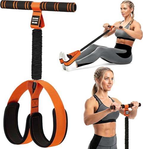 Multifunction Pedal Resistance Band with Handle, Upgraded Exercise Equipment with Soft Foot Pedal for Sit Up & Full-Body Home Gym Workouts, Core/ABS Training, Pilates, Yoga & Physical Therapy - style: 1-Orange-60LBS