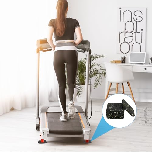 PATIKIL Treadmill Mat, 4 Pcs Exercise Equipment Mat Noise Reduction for Floor Protection, Washing Machine Pads, Anti Vibration Rubber Mats for Bike, Black/Yellow