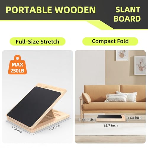 Adjustable Wooden Slant Board for Calf Stretching ,Portable Calf Strecther Incline Board for Knees Ankle Heel Feet Leg,Slanted Board for Physical Therapy - style: Standard Edition (15°-30°)