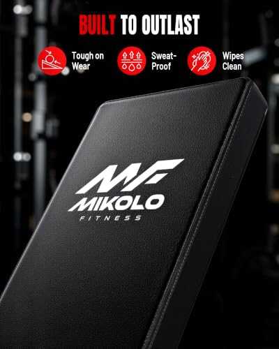 Mikolo Weight Bench - 1300 Weight Capacity and 40 Adjustable Positions for Full Body Workouts, Incline, Decline and Flat Setting for Garage and Home Gym