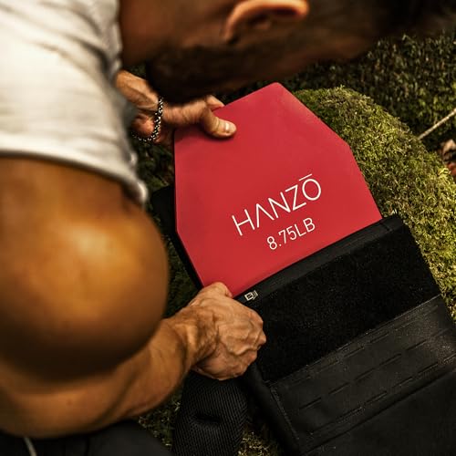 HANZO Weighted Vest Plates – 17.5 lbs, 29 lbs, or 39.5 lbs Pair – Powder-Coated Steel Plates for Weighted Vests – Durable Resistance Weights for Rucking, Strength Training, and Fitness Workouts