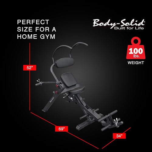 Body-Solid (GAB300B) Semi-Recumbent Ab Bench - Adjustable Core Workout Seat for Home Gym, Multi-Position, Ergonomic Design for Abdominal Muscle Training