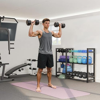 Dumbbell Rack 3-Tier 50 IN Length Adjustable Weight Rack For Home Gym Dumbbells Kettlebell (Rack Only)
