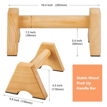 Solid Wood Calisthenics Parallettes Bars Push up Handles 1 Pair, Strength Training Pushup Stands, Parallel Handstand Bars for Home Gym Workout Fitness