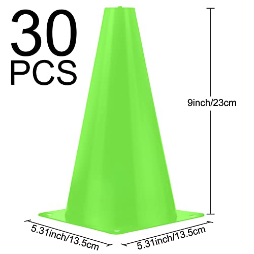 Hoteam 30 Pcs Traffic Cones Plastic Sport Agility Train - color: Green, size: 9inch