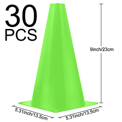 Hoteam 30 Pcs Traffic Cones Plastic Sport Agility Train - color: Green, size: 9inch