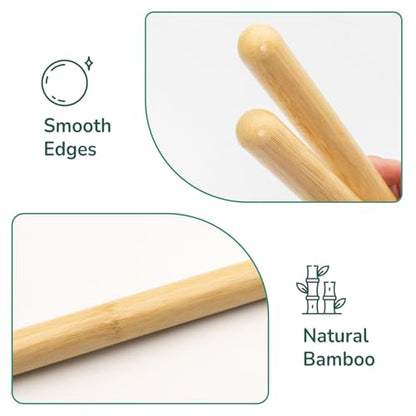2 PCS Solid Bamboo Massage Stick Set for Body Shaping, Roller Stick, Guasha Sticks, Warm Therapy Tools for Muscle Relaxation