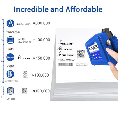 Phezer Upgraded Mini Inkjet Printer for Flat and Curved Surface PC11 Plus, 25 Languages & Quick-Drying Ink Cartridge, Portable Pocket Marking Device for Date Time Barcode Logo Qrcode Batch Number - color: PC11 Plus Mini Printer