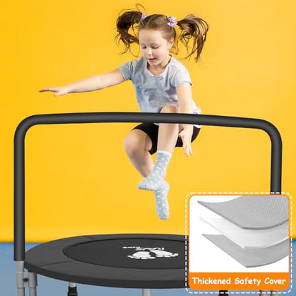 RAVS 36" Toddler Trampoline for Kids Ages 1-6 with Thick Safety Pad Adjustable Foam Handle Easy Assembly Foldable Mini Kids Rebounder Baby Trampolines for Fun and Exercise Indoor/Garden