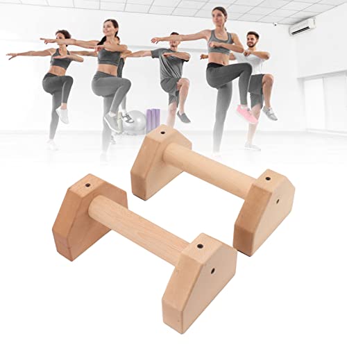 2Pcs Wooden Push Up Handles,Anti Slip Pushup Bar Handstand Parallettes Bars for Calisthenics and Fitness (25cm / 9.8in)