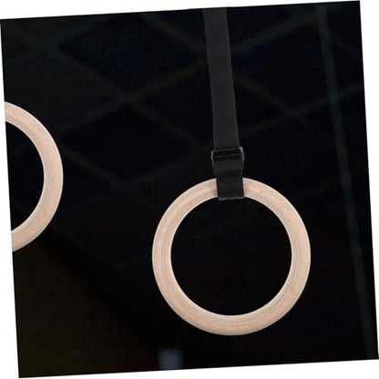 BESTonZON Wooden Gymnastic Rings with Adjustable Straps for Home Fitness Durable Bodyweight Training Equipment for Strength and Flexibility Enhancement for Indoor Workouts