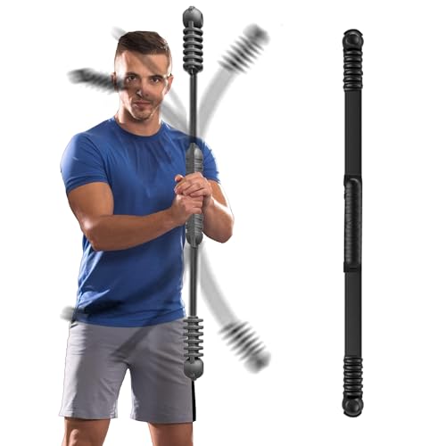 Fitness Bar for Workout,Elastic Exercise Bar, Vibration Weight Stick,Body Physical Therapy,Core Strength Training,Arm Shoulder Stretch At Home Gym. - color: black