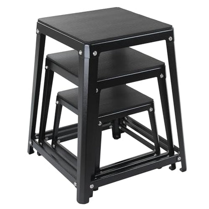 Plyometric Boxes for Jumping - color: Black, size: 12/18/24 inch