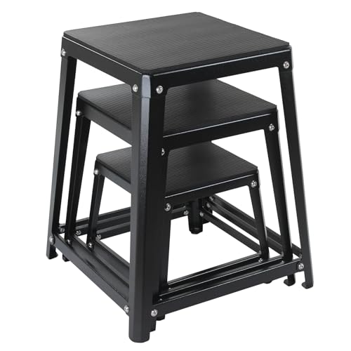 Plyometric Boxes for Jumping - color: Black, size: 12/18/24 inch