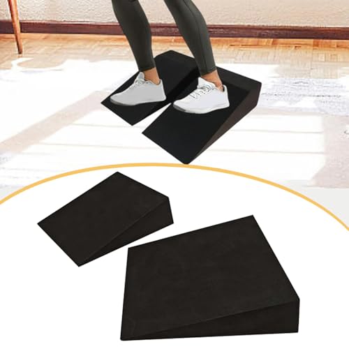 Vaveren 2Pcs Squat Wedge Block Foot Incline Board Heel Elevated Squat Ramp Calf Stretcher for Pilate Workout Pushup Practice Home Gym