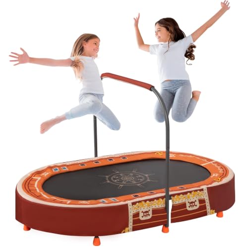 Indoor Trampoline, 55" Foldable Trampoline with Handle, Oval Trampoline for Kids, Play Rebounder, Kids Trampoline Indoor, Gift for Girls Age 3+