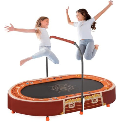 Indoor Trampoline, 55" Foldable Trampoline with Handle, Oval Trampoline for Kids, Play Rebounder, Kids Trampoline Indoor, Gift for Girls Age 3+