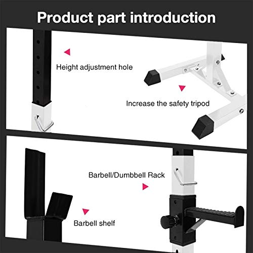 Folding Dumbbell Bench Fitness Adjustable Squat Rack Dipping Station Barbell Rack Dip Stand Fitness Bench Press Equipment Home & Gym Racks Stands