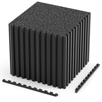 Giantex 36-Pack Interlocking Rubber Gym Floor Mats, 0.39'' Thick 24''x24'' Puzzle Tiles with Border Strips, 144 sq.ft Anti-Slip, Noise-Reducing Flooring for Home Workout Exercise (Black/Gray Speckled) - size: 0.39'' | 36 Tiles | 144 Sq Ft
