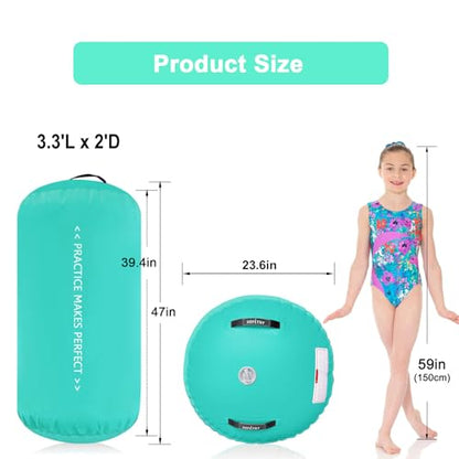 VOFiTNY Inflatable Gymnastics Air mat Tumbling Track with Air Barrel Octagon Mat with Pump for Home/Gym