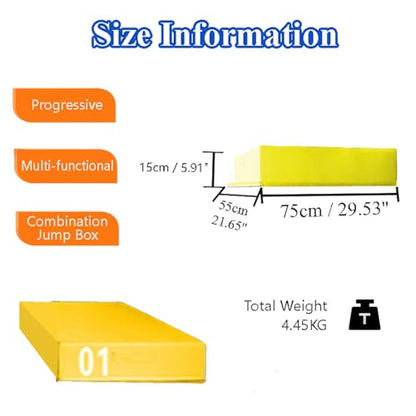 4-in-1 Plyometric Jump Box Set, Height-Adjustable Soft Foam Plyo Boxes for Stackable Home Gym & Commercial Training | Non-Slip Exercise Equipment for Kids & Adults(Size:75 * 55 * 15cm)