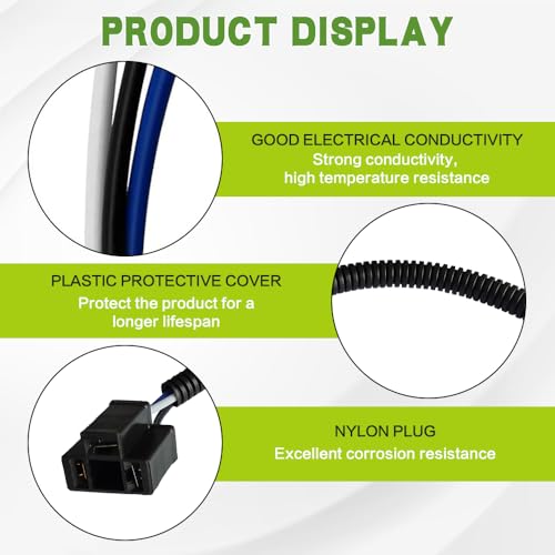 2PCS H13 9008 Male to H4 9003 Female Wiring Harness Adapters, Headlight Wiring Harness, Heavy Duty Retrofit Pigtail Socket, Car Bulb Modification Accessory Compatible with Jeep Wrangler JK JKU