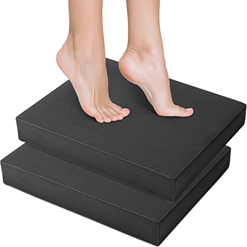 2 Pcs Balance Pad Thick Foam Yoga Core Training Exercise Pad for Adults Physical Therapy Fitness Stability Workout Knee Ankle Strength Training Home Work Floor - color: Black