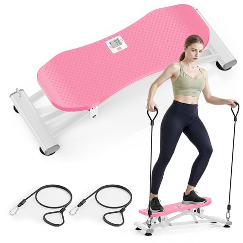 Balance Board with Resistance Bands, Versatile Rocking Stepper, Wobble Board Featuring LCD Monitor, 330 lbs High-Capacity Ski Twister Trainer for Full Body Exercise at Home