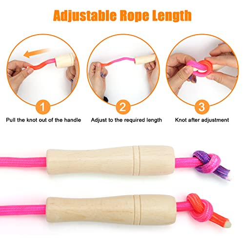 Coolrunner 16 FT Long Jump Rope(2 PACK), Double Dutch Jump Ropes, Soft Beaded Skipping for Kids Adults, Plastic Segmented Long Enough for 4-5 Jumpers - color: Rainbow