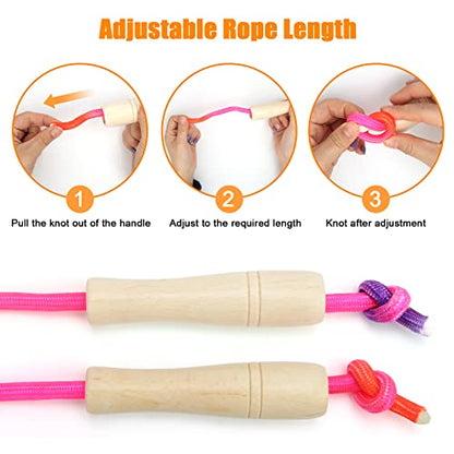 Coolrunner 16 FT Long Jump Rope(2 PACK), Double Dutch Jump Ropes, Soft Beaded Skipping for Kids Adults, Plastic Segmented Long Enough for 4-5 Jumpers - color: Rainbow