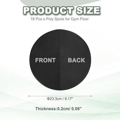 Spot Markers for Agility Dot, Non-Slip Poly Spots Floor Dots Flat Field Soccer Training Equipment 9 in & 18 Pcs & Black -Fitting for (Gym/Sports/Training/PE Games/Dance)