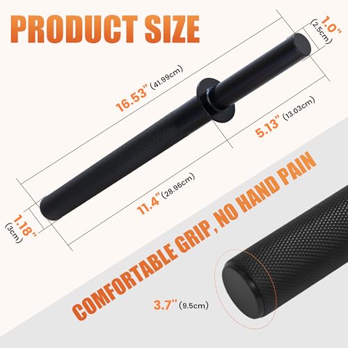 Wrist Strength Stick 1&2in Olympic Plate Forearm Strengthener, Wrist Strengthener with Upgraded Steel Tube and Long Comfortable Knurled Grip, Wrist Exerciser for Wrist Curls,Supination & Pronation - color: Black1in