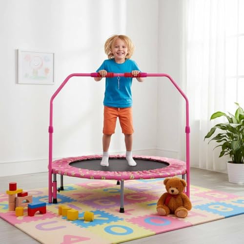Trampoline Handrail Universal Fit Adjustable Trampoline Handle Cushioned Handle Rebounder Bar for Kids, Beginners, Home Gym