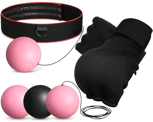 Boxing Reflex Balls Set 3 Different Balls Adjustable Headband Boxing Gloves Gift Men Teen for Punching Speed Hand Eye Coordination Training Boxing Equipment