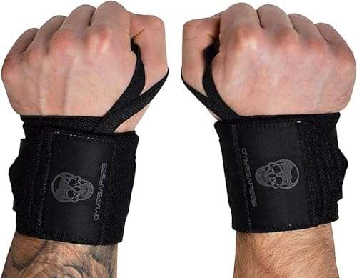Gymreapers Weightlifting Wrist Wraps (IPF Approved) Professional Quality Wrist Support with Heavy Duty Thumb Loop - Best Wrap for Powerlifting Competition, Strength Training, Bodybuilding - color: Black/Black