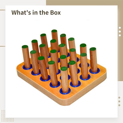 Peg Board Hand Eye Coordination Training Tool - Wooden Finger Board for Stroke Therapy, Rehabilitation, and Fine Motor Skills Development - Includes 20 Pegs - Smooth Surface, Natural Wood Finish