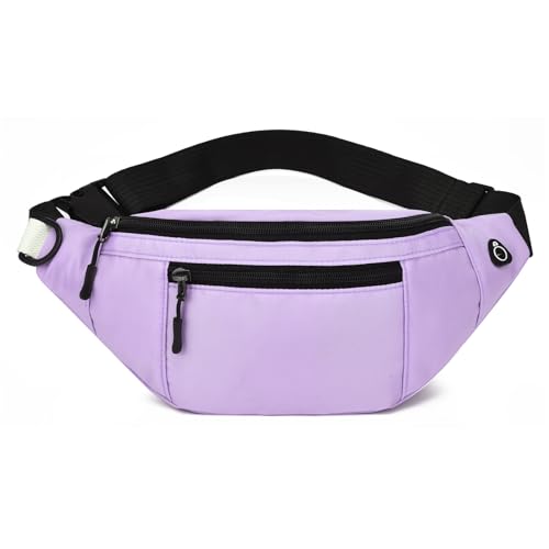 Crossbody Fanny Pack for Men&Women,Large Waist Bag & Hip Bum Bag with Adjustable Strap for Outdoors Workout Traveling Casual Running Hiking Cycling - color: Loop Purple