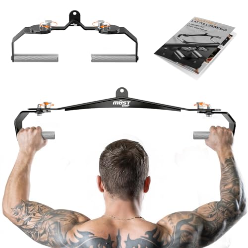 LAT Pull Down Bar Set with 360° Rotatable Handles, LAT Pulldown Attachments for Whole Back Training, Heavy-Duty Locking LAT Pulldown Bars for Home Gym Cable - color: Black